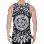 Black And White Mandala Print Men's Velvet Tank Top
