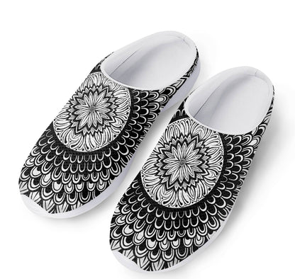 Black And White Mandala Print Mesh Casual Shoes