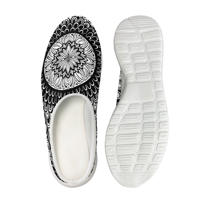Black And White Mandala Print Mesh Casual Shoes