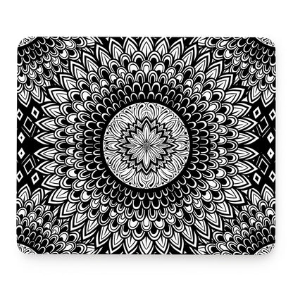 Black And White Mandala Print Mouse Pad