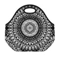 Black And White Mandala Print Neoprene Lunch Bag