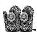 Black And White Mandala Print Oven Mitts