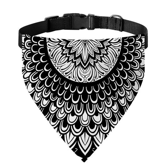 Black And White Mandala Print Over The Collar Dog Bandana