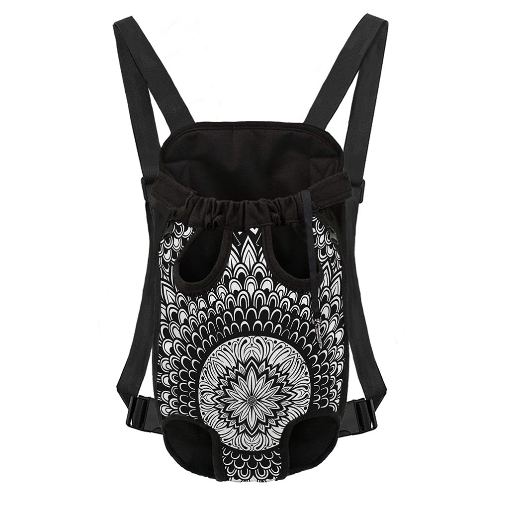 Black And White Mandala Print Pet Carrier Backpack