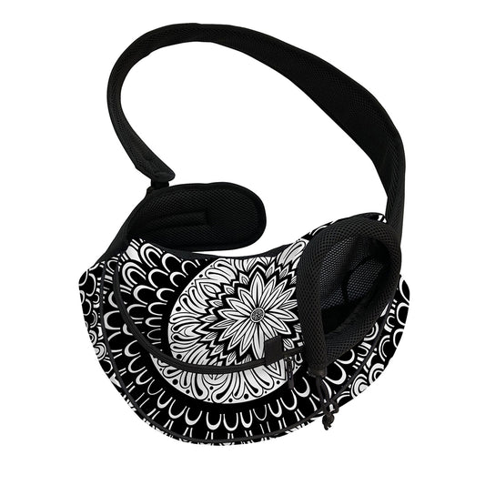 Black And White Mandala Print Pet Sling Carrier