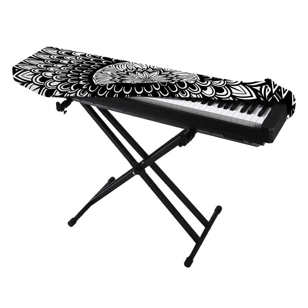 Black And White Mandala Print Piano Keyboard Cover