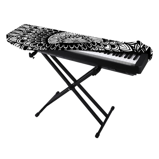 Black And White Mandala Print Piano Keyboard Cover