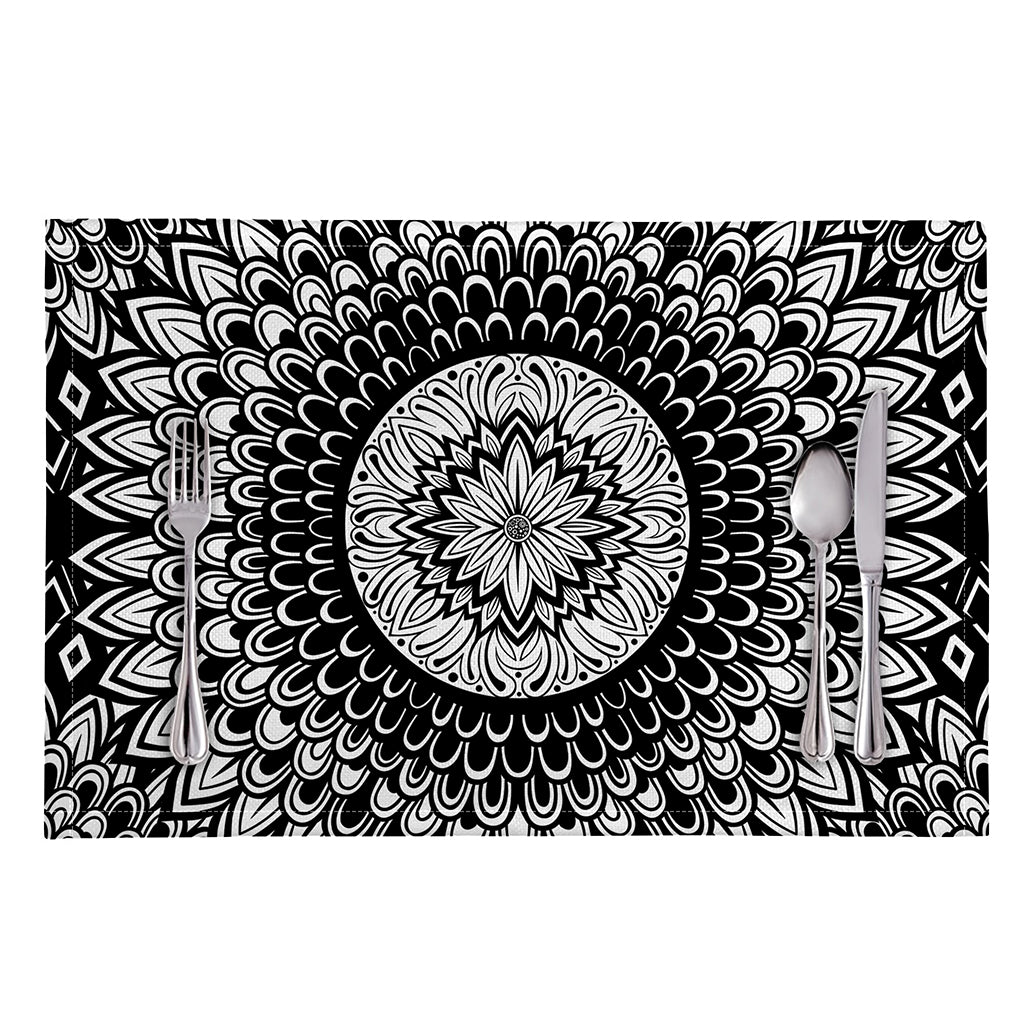 Black And White Mandala Print Placemat
