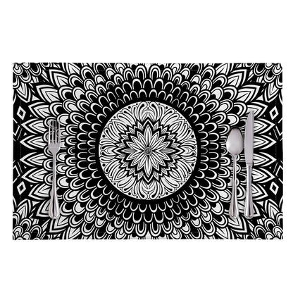 Black And White Mandala Print Placemat