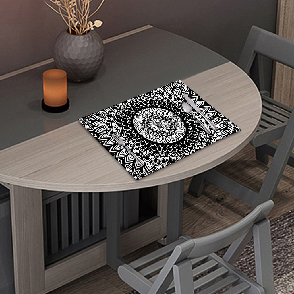 Black And White Mandala Print Placemat