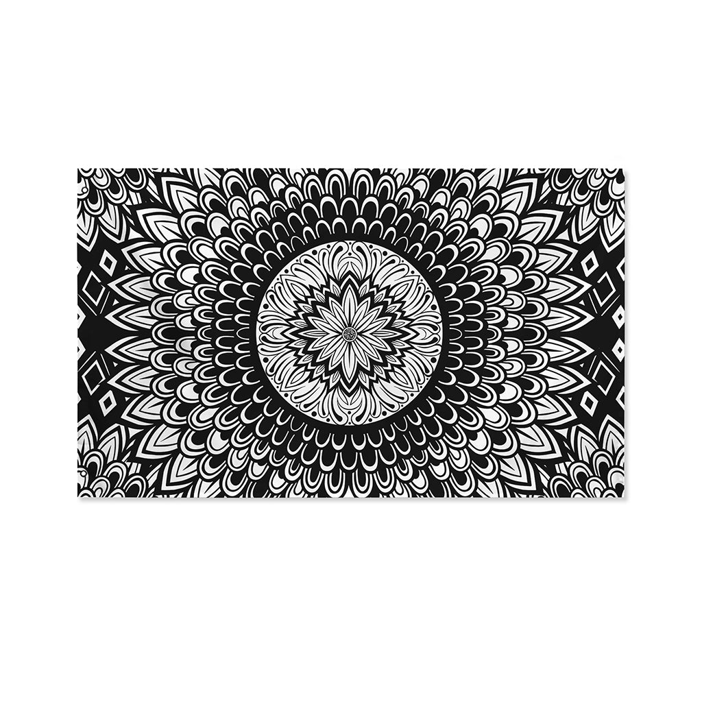 Black And White Mandala Print Polyester Flag