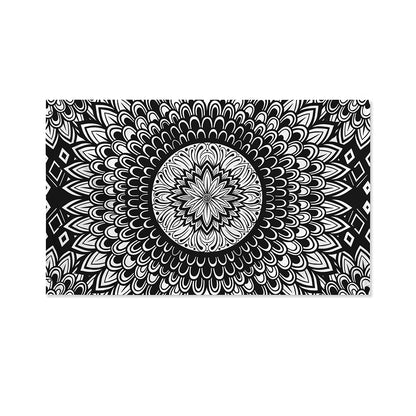 Black And White Mandala Print Polyester Flag