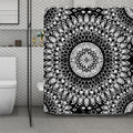 Black And White Mandala Print Polyester Shower Curtain