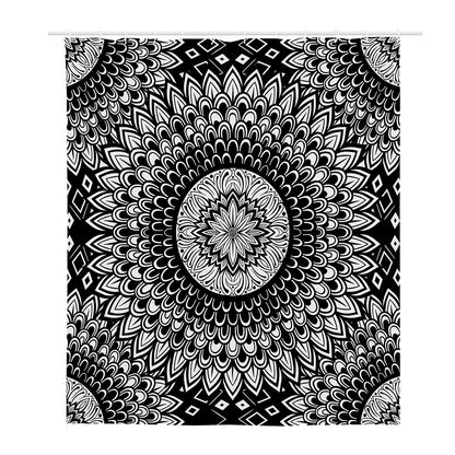 Black And White Mandala Print Polyester Shower Curtain