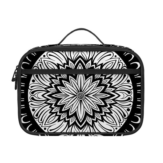Black And White Mandala Print Portable Lunch Bag