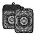 Black And White Mandala Print Pot Holders With Pocket