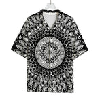 Black And White Mandala Print Rayon Hawaiian Shirt