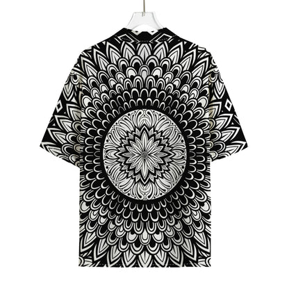 Black And White Mandala Print Rayon Hawaiian Shirt