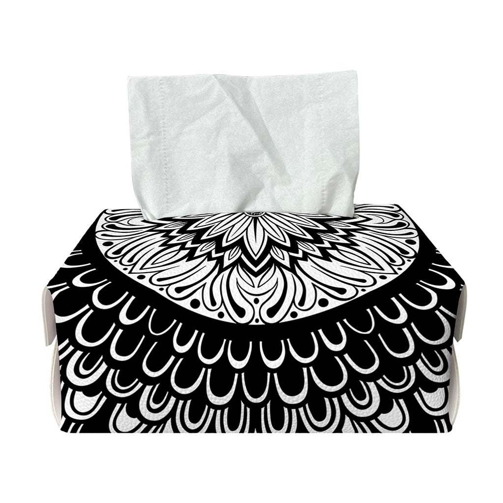 Black And White Mandala Print Rectangle Tissue Box Cover