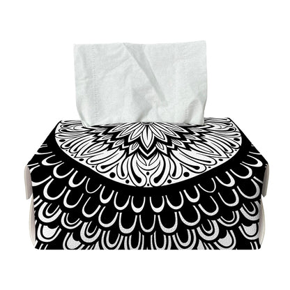 Black And White Mandala Print Rectangle Tissue Box Cover