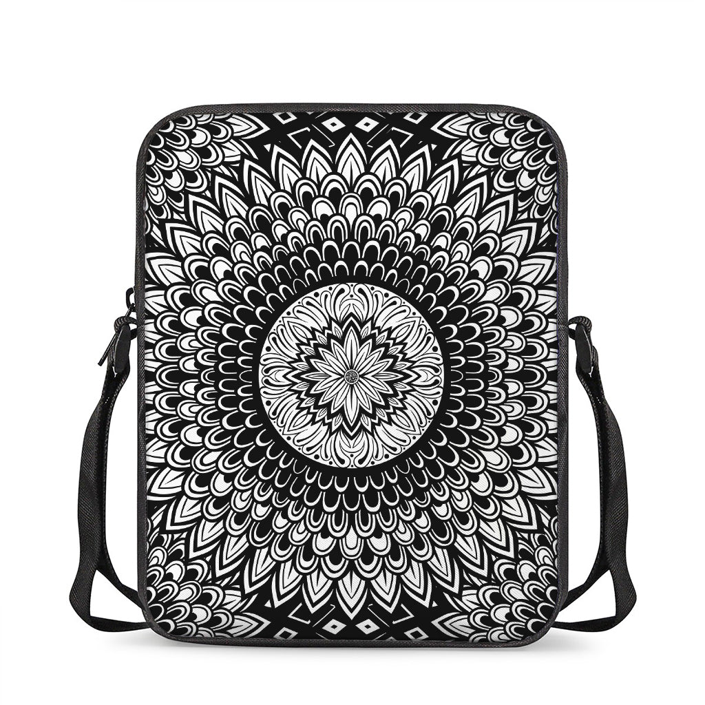 Black And White Mandala Print Rectangular Crossbody Bag