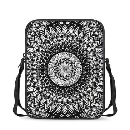 Black And White Mandala Print Rectangular Crossbody Bag