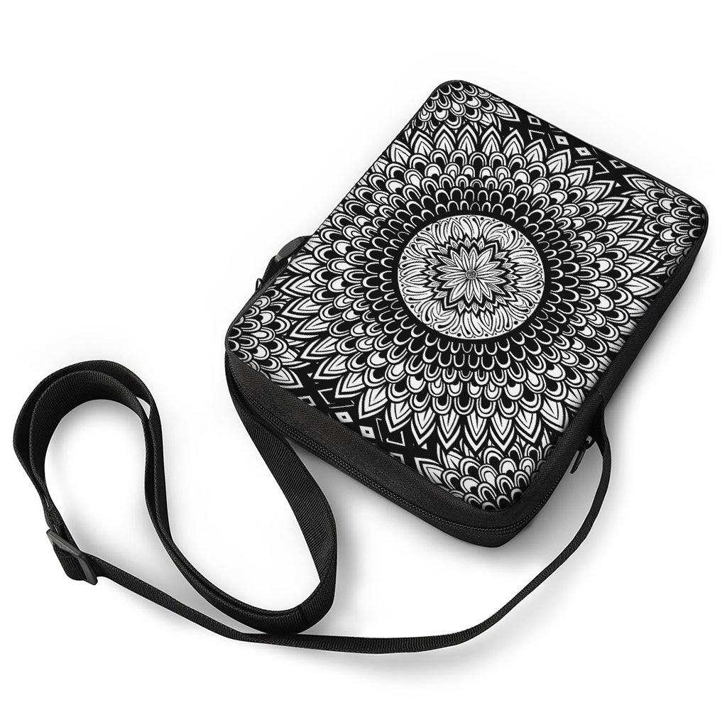 Black And White Mandala Print Rectangular Crossbody Bag
