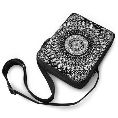 Black And White Mandala Print Rectangular Crossbody Bag