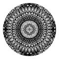 Black And White Mandala Print Round Blanket