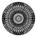 Black And White Mandala Print Round Floor Mat