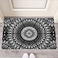 Black And White Mandala Print Rubber Doormat