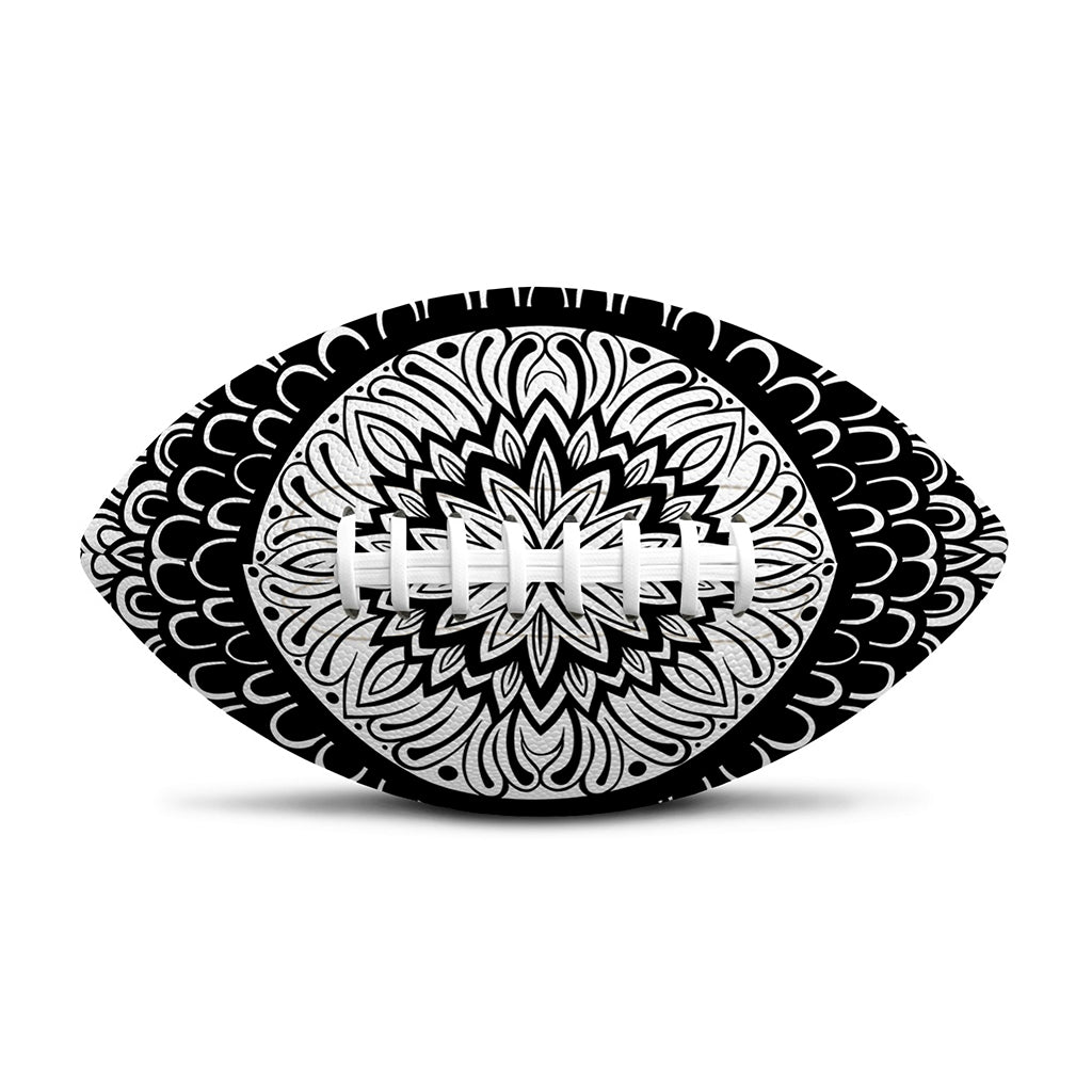 Black And White Mandala Print Rugby Ball