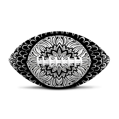 Black And White Mandala Print Rugby Ball