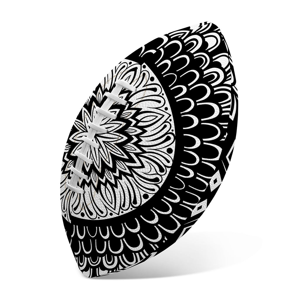 Black And White Mandala Print Rugby Ball