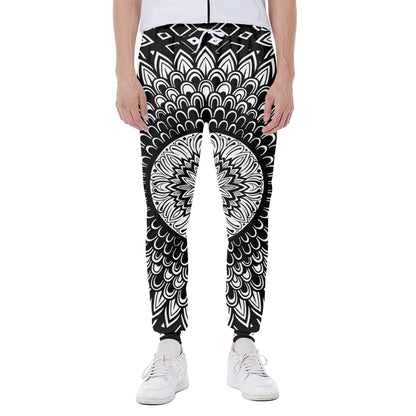 Black And White Mandala Print Scuba Joggers