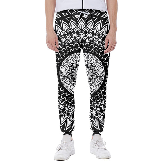 Black And White Mandala Print Scuba Joggers