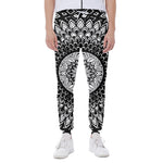 Black And White Mandala Print Scuba Joggers
