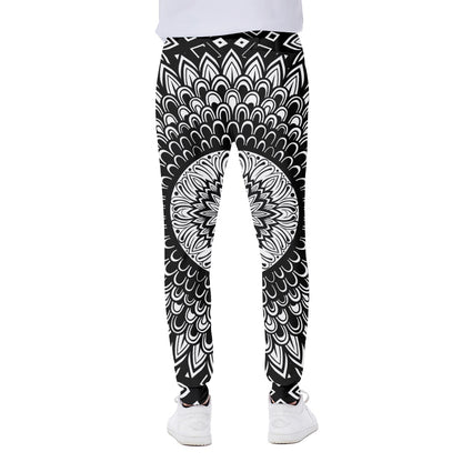Black And White Mandala Print Scuba Joggers