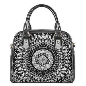 Black And White Mandala Print Shoulder Handbag