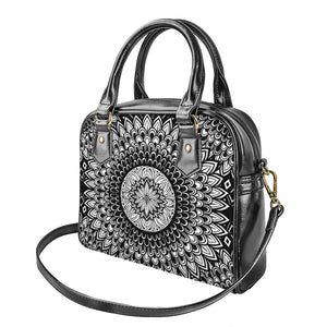 Black And White Mandala Print Shoulder Handbag