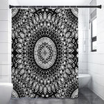 Black And White Mandala Print Shower Curtain