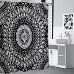 Black And White Mandala Print Shower Curtain