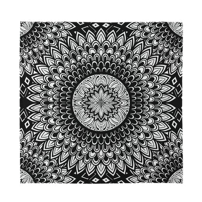 Black And White Mandala Print Silk Bandana