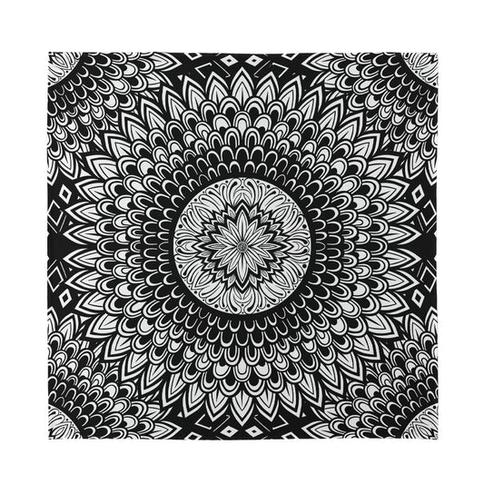 Black And White Mandala Print Silk Bandana