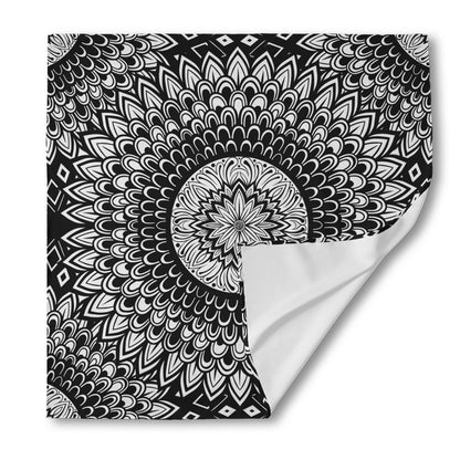 Black And White Mandala Print Silk Bandana