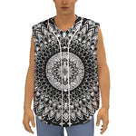 Black And White Mandala Print Sleeveless Baseball Jersey