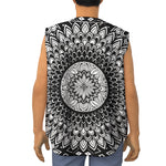 Black And White Mandala Print Sleeveless Baseball Jersey