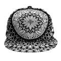 Black And White Mandala Print Snapback Cap