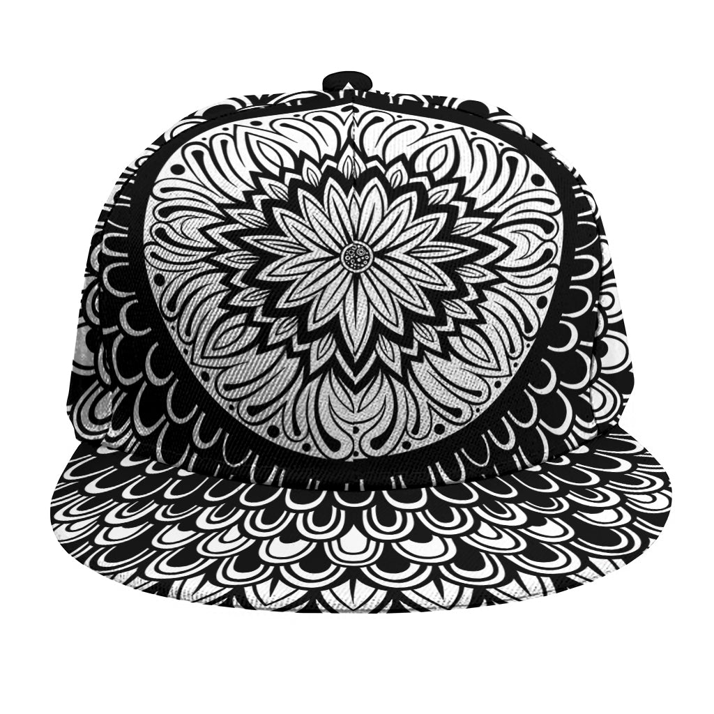 Black And White Mandala Print Snapback Cap
