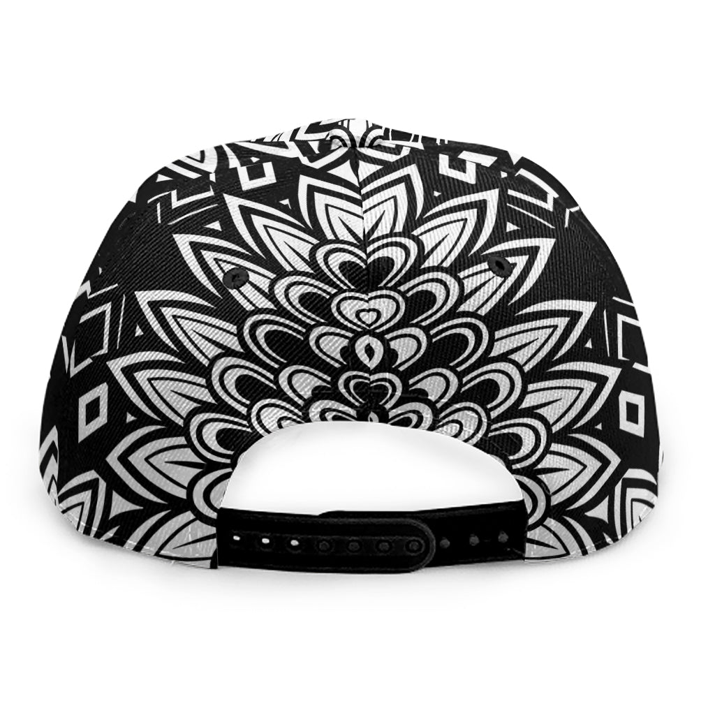 Black And White Mandala Print Snapback Cap